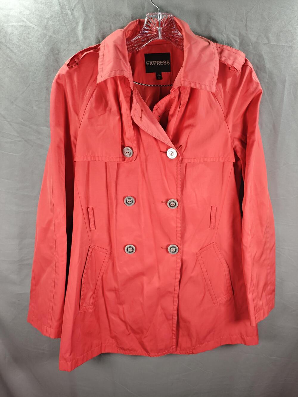 Express Jacket Womens Medium Double Breasted Trench Coat Button Front Pockets